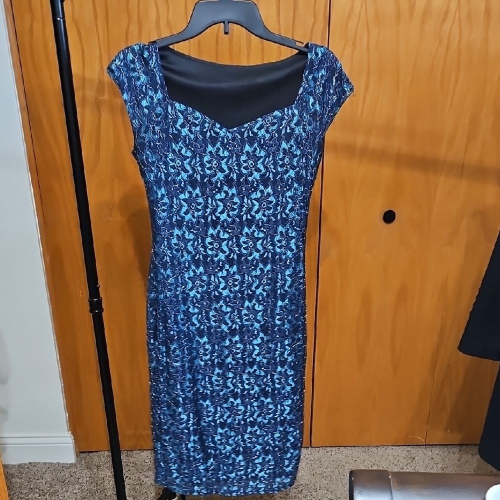 Elegant Blue Lace Dress
